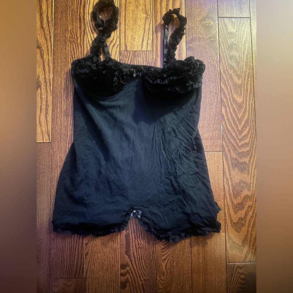 bebe Black Ruffled Chemise